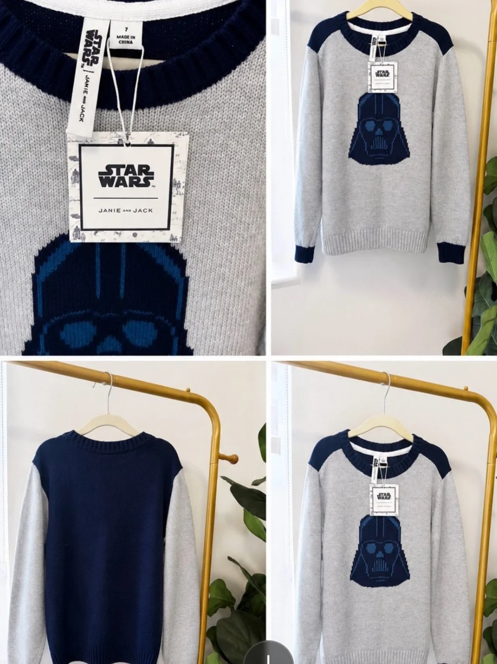 NWT Janie and Jack x Star Wars Darth Vader Knit Sweater Boys Size 7